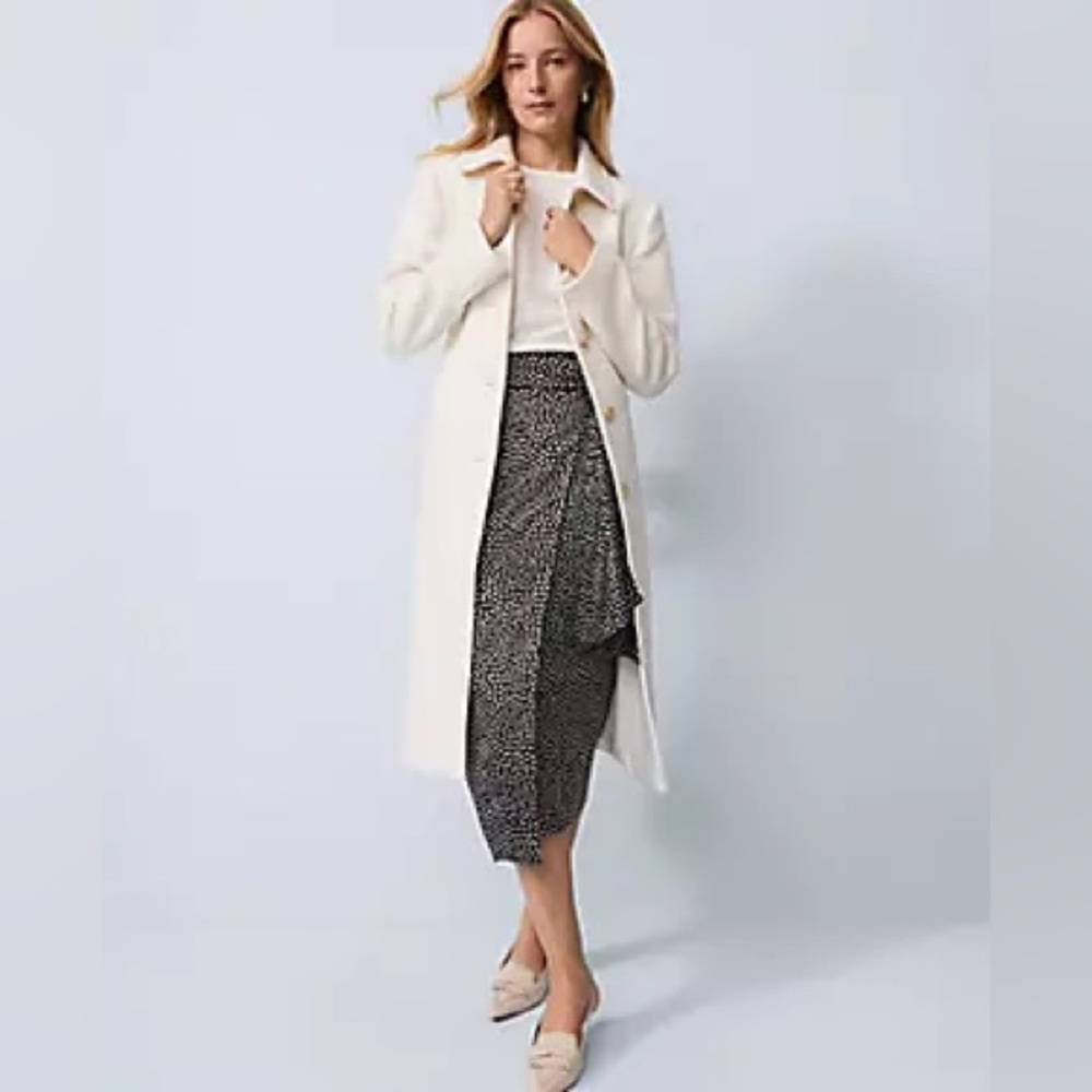 NWT Ann Taylor Belted Notch Collar Coat - Picture 3 of 6